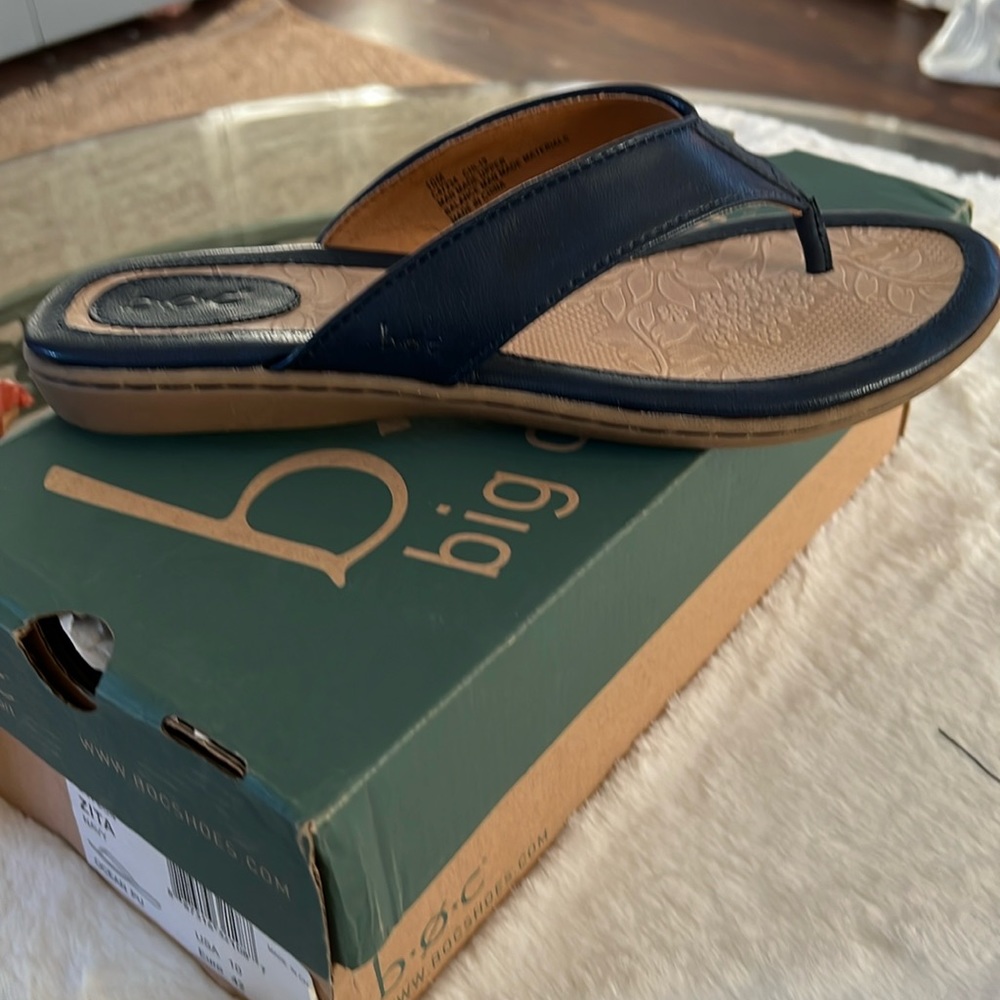 Navy blue flip-flops, size 10